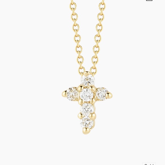 NWT Roberto Coin Tiny Treasures 0.11 TCW Diamond 18kGold Cross Pendant Necklace - Picture 3 of 9
